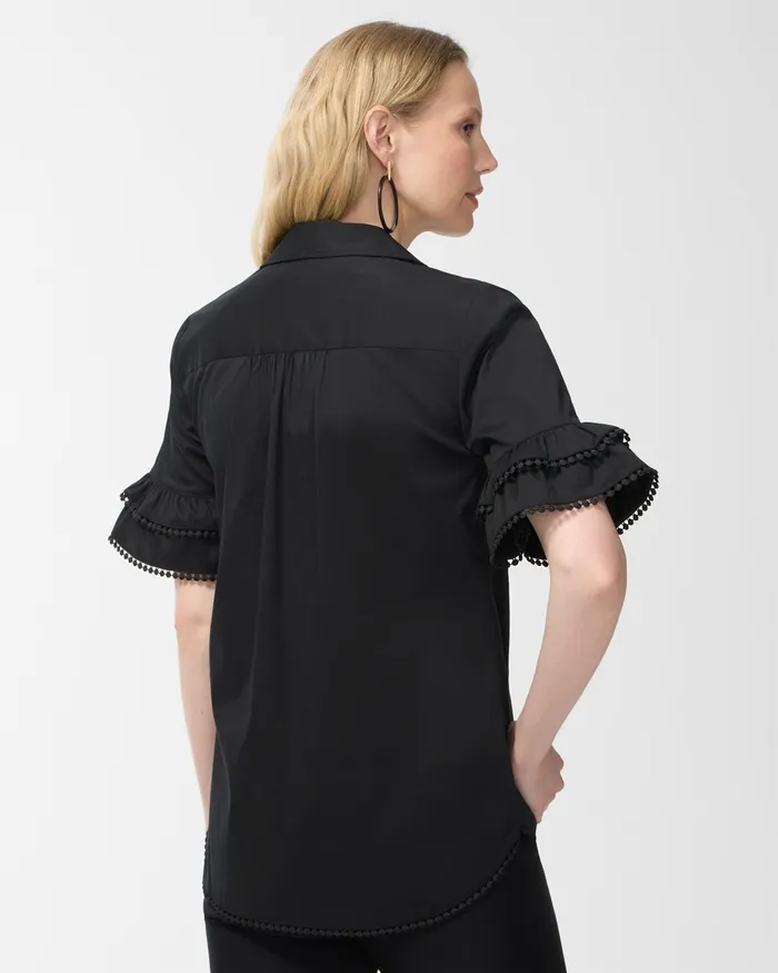 Chico039s Ruffle Blouse Black Women Tops