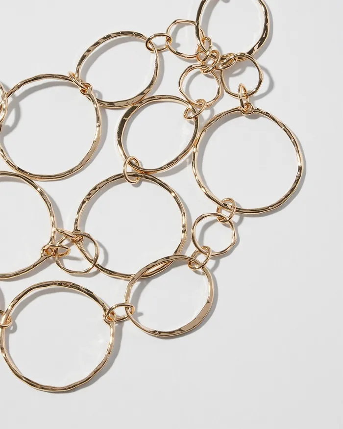 Chico039s Short Goldtone MultiStrand Link Necklace Gold Women Necklaces