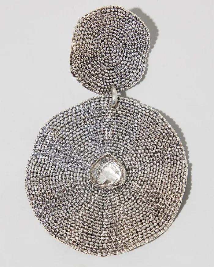 Chico039s SilverTone Textured Drop Earrings Silver Women Earrings