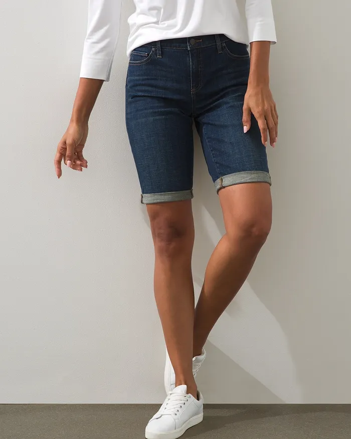 Chico039s So Slimming Girlfriend Shorts Rainier Indigo Women Jeans and Denim