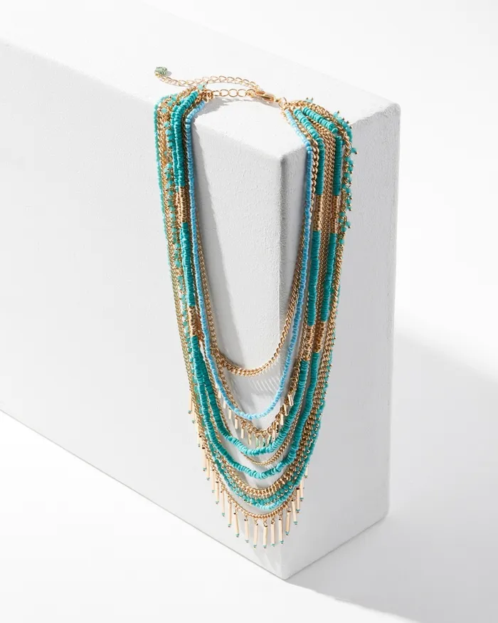 Chico039s Teal Multistrand Necklace Turq Women Necklaces