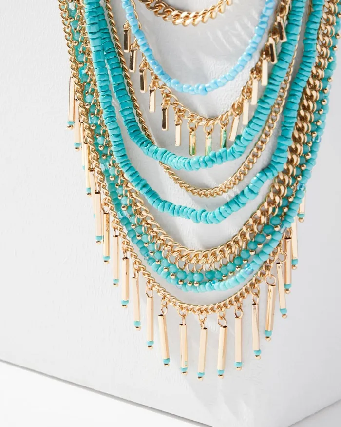 Chico039s Teal Multistrand Necklace Turq Women Necklaces