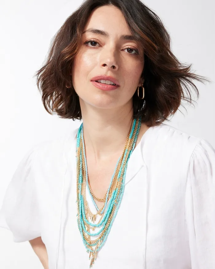 Chico039s Teal Multistrand Necklace Turq Women Necklaces