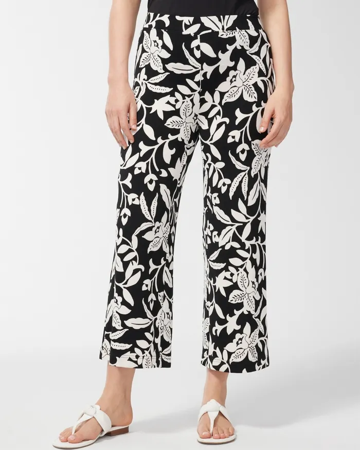 Chico039s Travelers Floral Print Crops BlackWhite Women Matching Sets