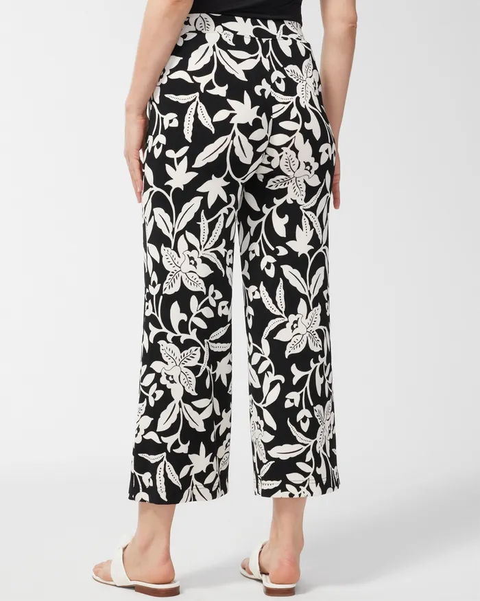 Chico039s Travelers Floral Print Crops BlackWhite Women Matching Sets
