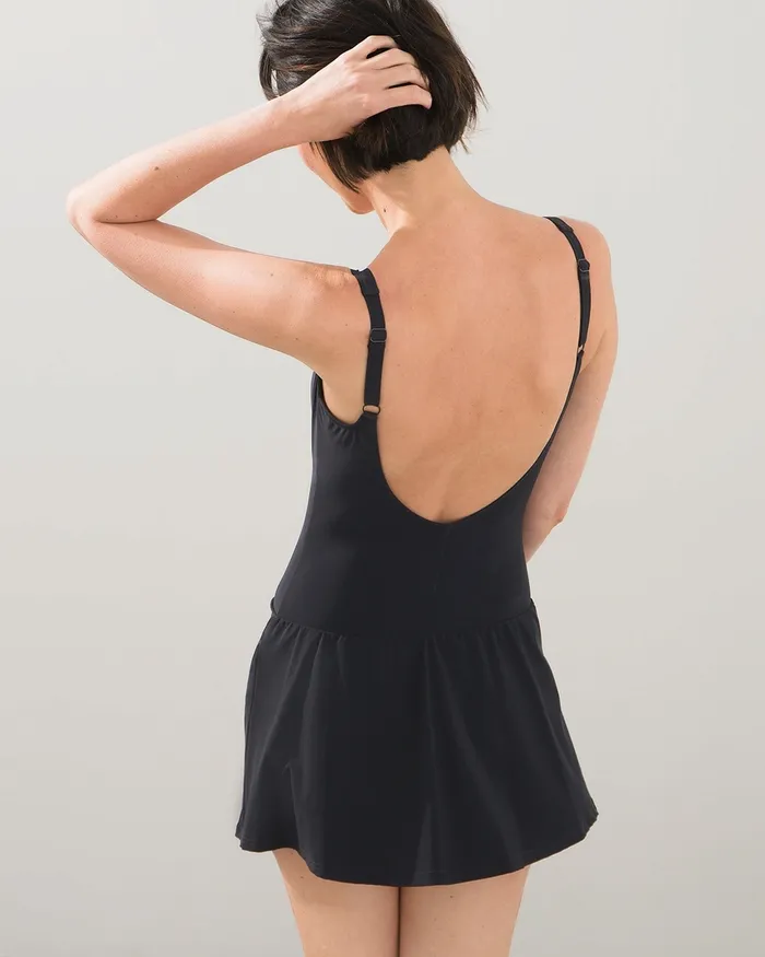 Chico039s Twist OnePiece Swim Dress Black Women Swim