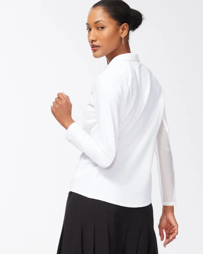 Chico039s Zenergy Mesh Detail Zip Pullover Alabaster Women Activewear