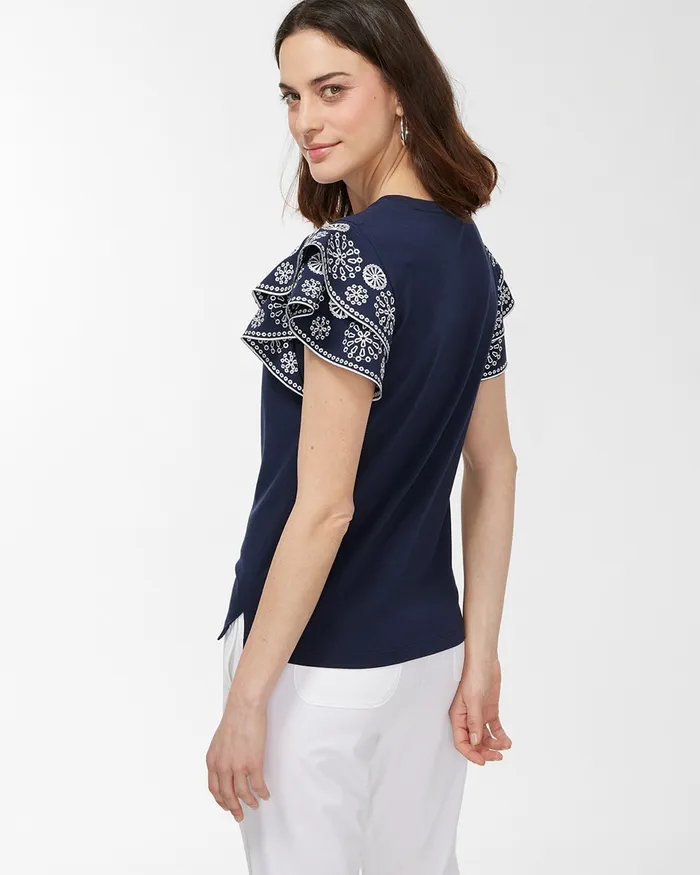 Chico039s Zenergy UPF Flutter Sleeve Tee Flame Scarlet Women Activewear