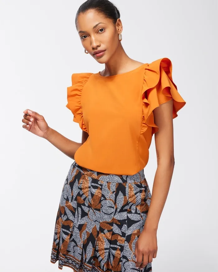 Chico039s Zenergy UPF Neema Drama Sleeve Top Burnished Clay Women Activewear
