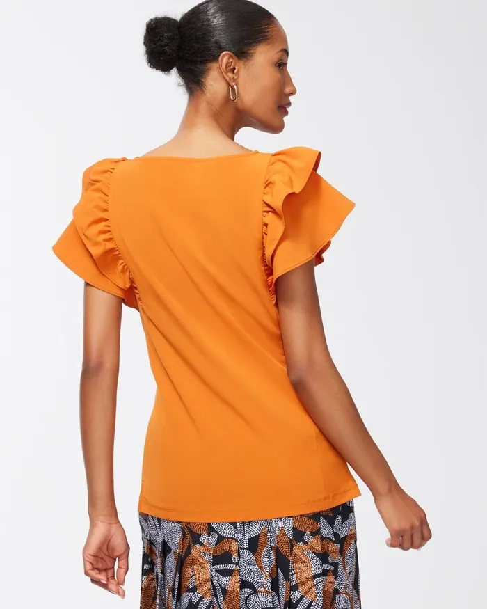 Chico039s Zenergy UPF Neema Drama Sleeve Top Burnished Clay Women Activewear