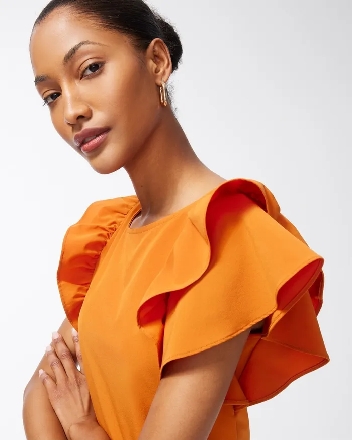 Chico039s Zenergy UPF Neema Drama Sleeve Top Burnished Clay Women Activewear