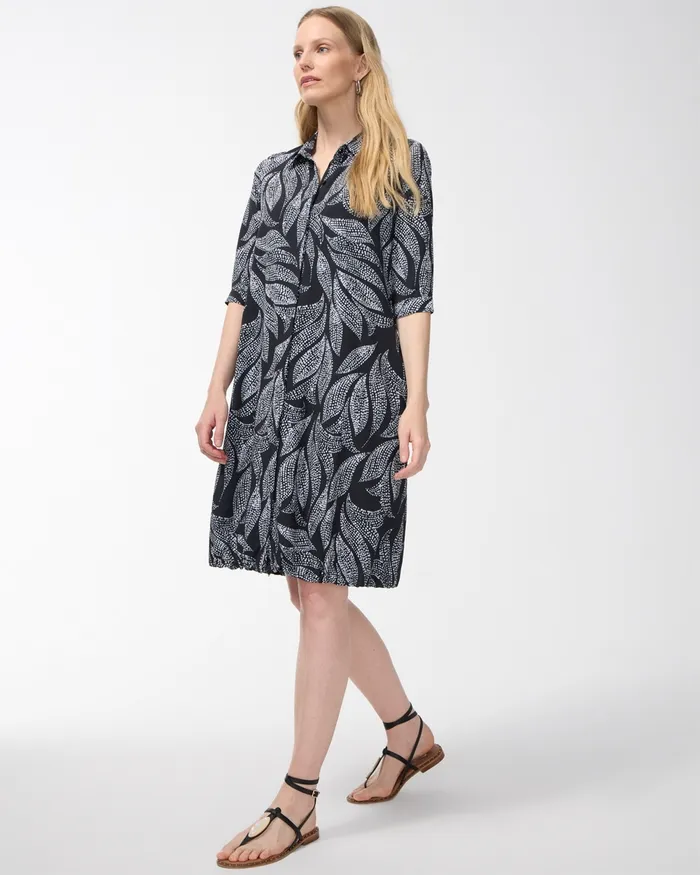 Chico039s Zenergy UPF Neema Foliage Bungee Dress Black Women Dresses and Skirts
