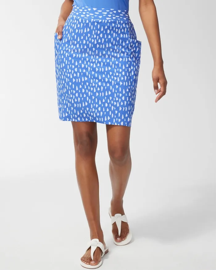 Chico039s Zenergy UPF Neema Pebble Pocket Skort Amparo Blue Women Dresses and Skirts
