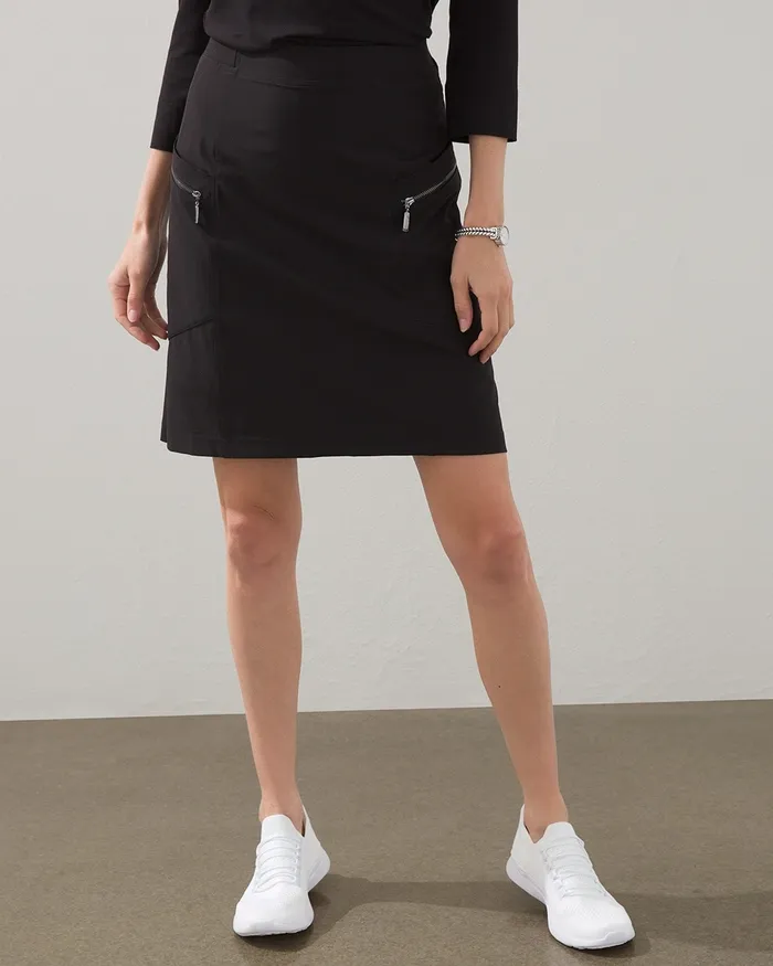 Chico039s Zenergy UPF Neema RibMix Skort Black Women Activewear