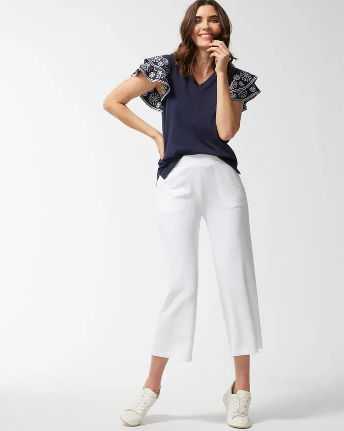 Chico039s Zenergy UPF Neema White Wide Leg Crops Alabaster Women Pants