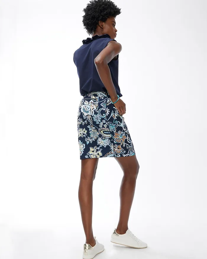 Chico039s Zenergy UPF Print Side Pocket Skort Classic Navy Women Shorts