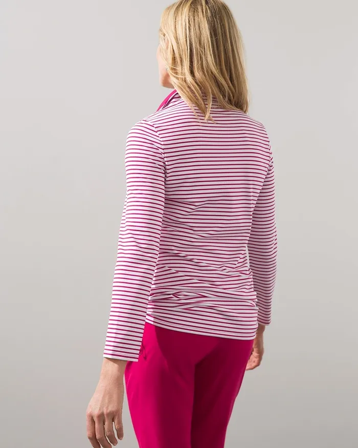 Chico039s Zenergy UPF Stripe Bungee Pullover Black Women Tops
