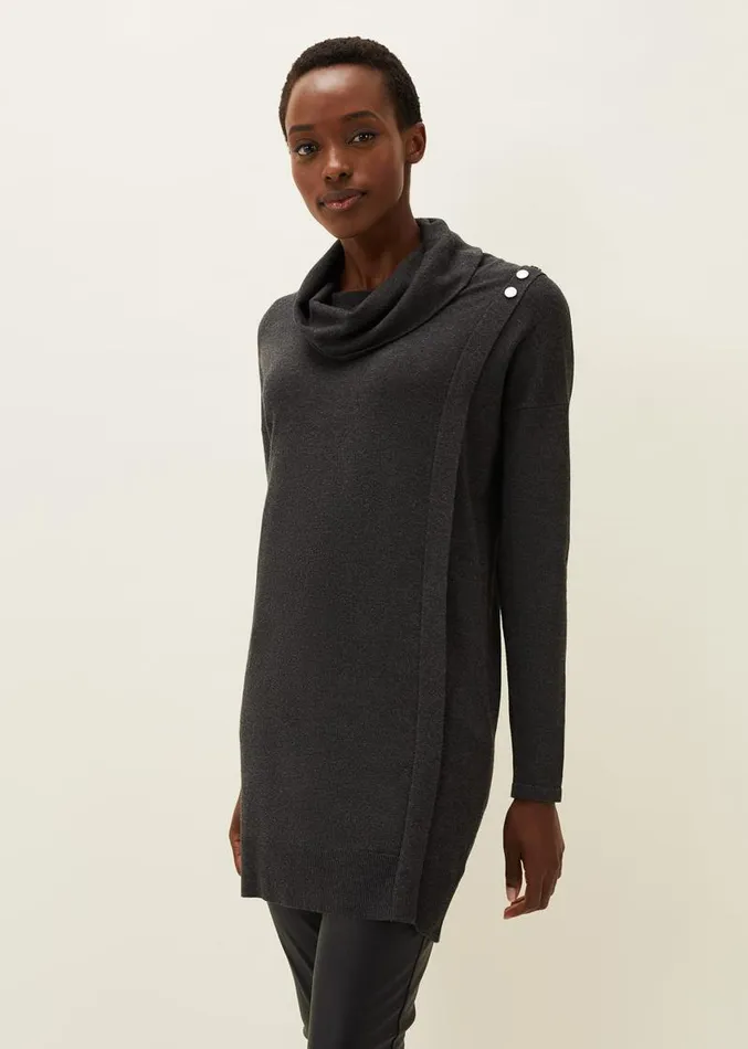Cindra Knitted Tunic Dress Charcoal Women Phase Eight Dresses