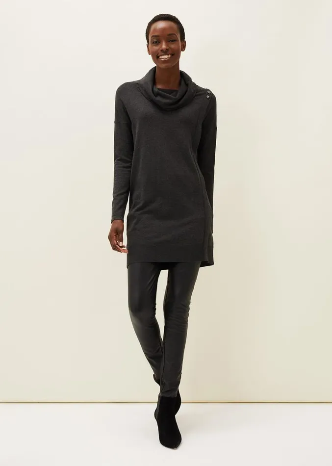 Cindra Knitted Tunic Dress Charcoal Women Phase Eight Dresses