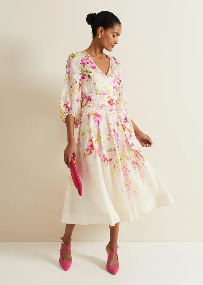Clancy Floral Print Fit And Flare Dress Multicoloured Women Phase Eight Dresses