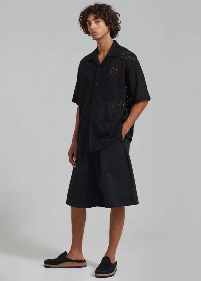 Clothing Men The Frankie Shop Landon Short Sleeve Shirt 8211 Black