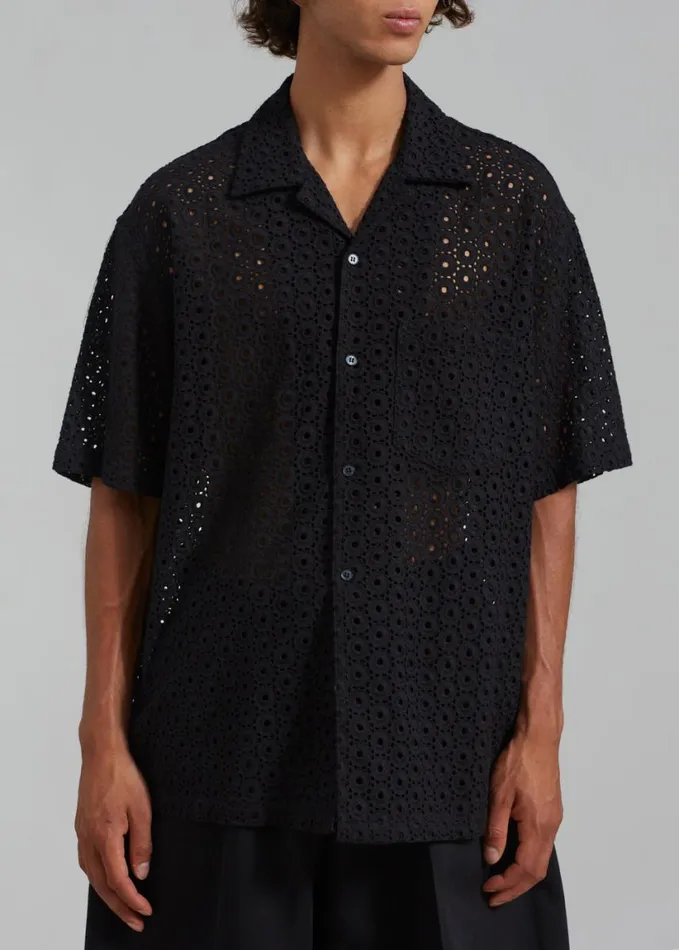 Clothing Men The Frankie Shop Landon Short Sleeve Shirt 8211 Black