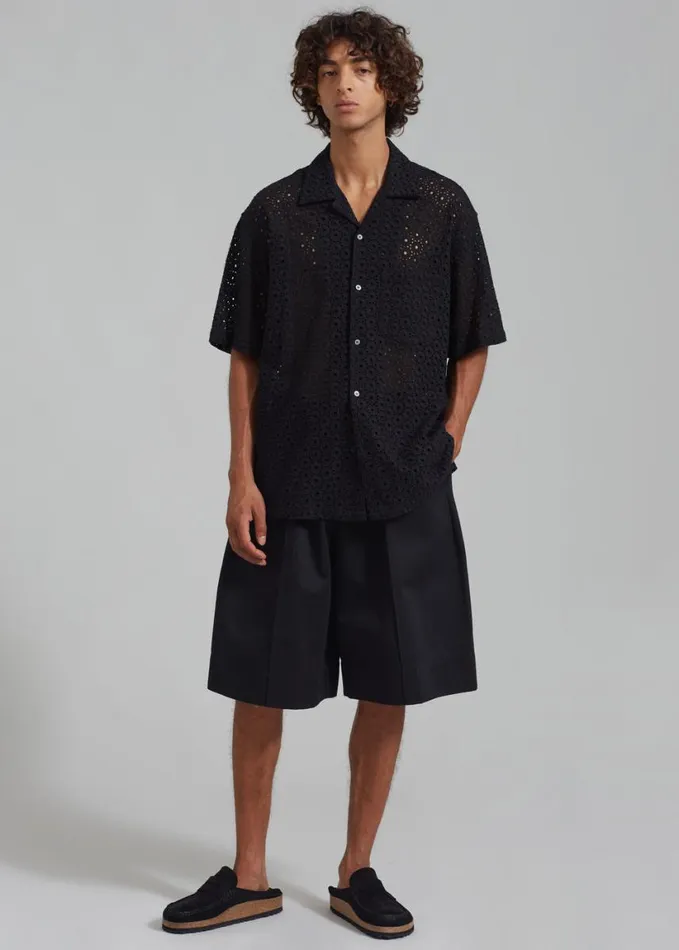 Clothing Men The Frankie Shop Landon Short Sleeve Shirt 8211 Black