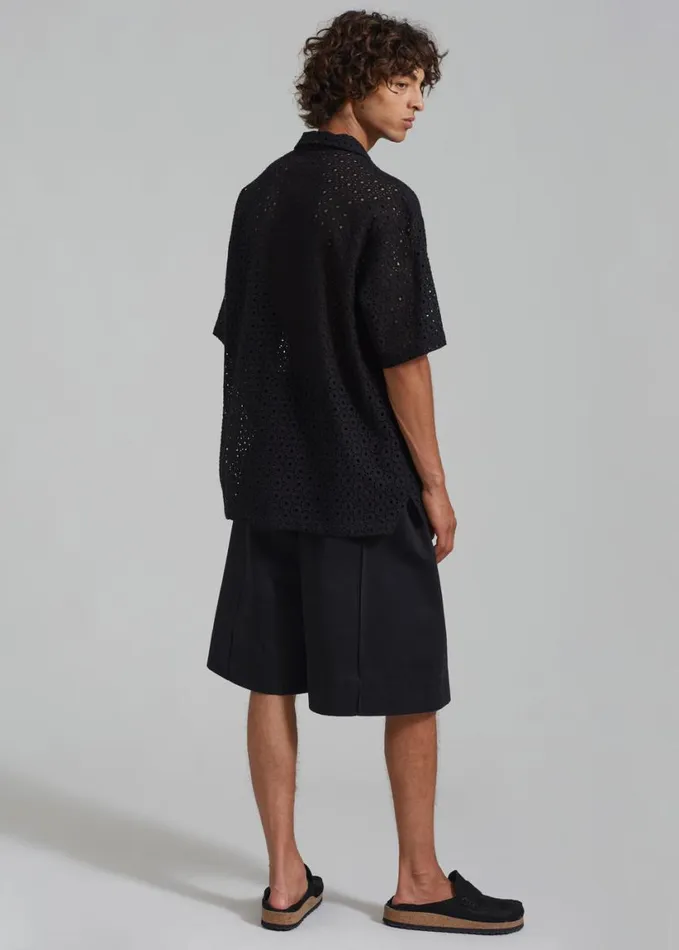 Clothing Men The Frankie Shop Landon Short Sleeve Shirt 8211 Black