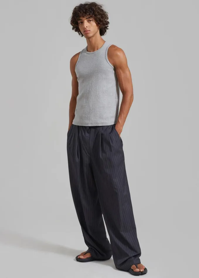 Clothing Men The Frankie Shop Peyton Pleated Pants 8211 Grey Pinstripe