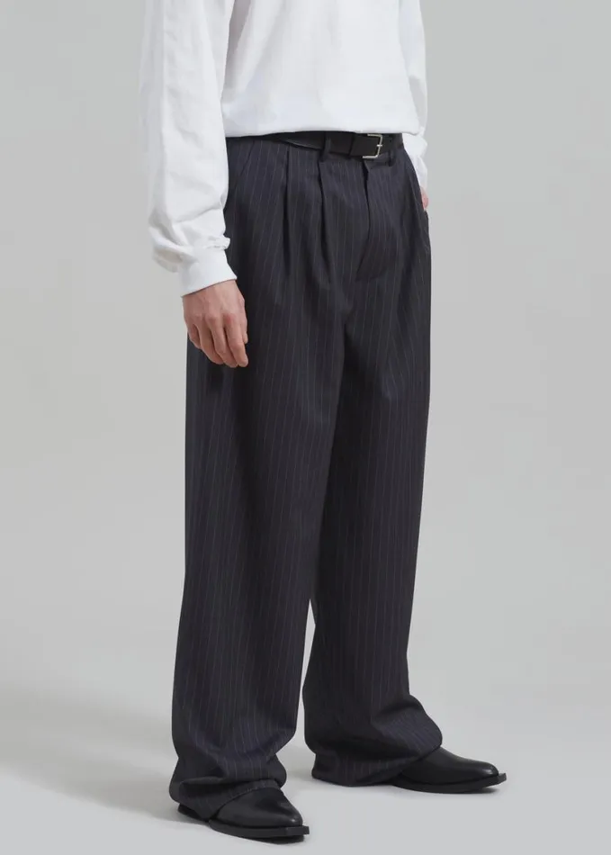 Clothing Men The Frankie Shop Peyton Pleated Pants 8211 Grey Pinstripe