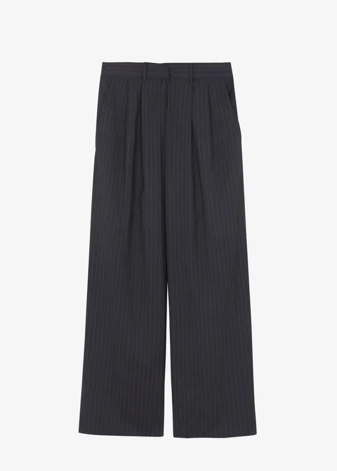 Clothing Men The Frankie Shop Peyton Pleated Pants 8211 Grey Pinstripe