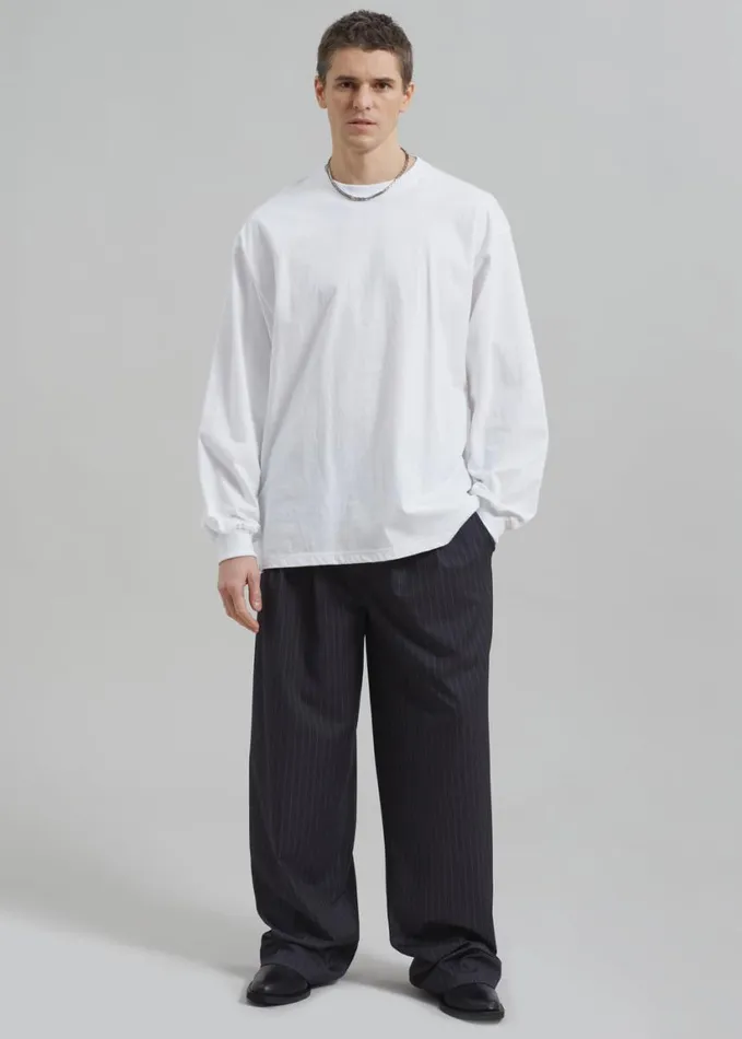 Clothing Men The Frankie Shop Peyton Pleated Pants 8211 Grey Pinstripe