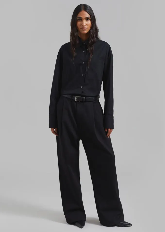 Clothing WomenMen The Frankie Shop Drew Denim Pants 8211 Black