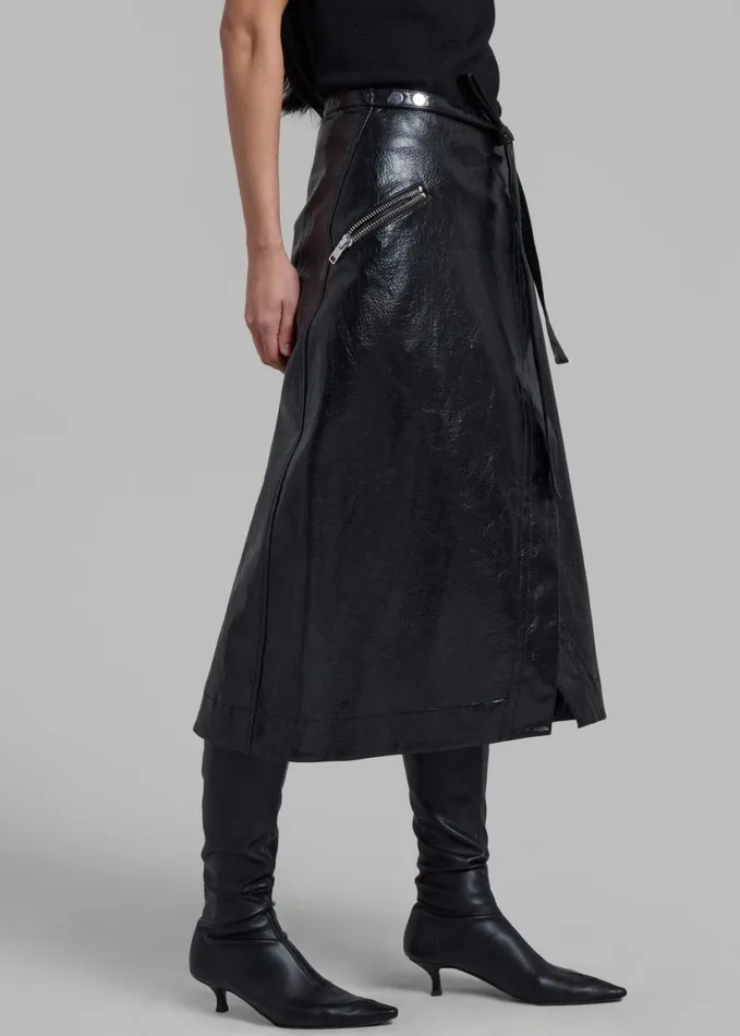 Clothing Women The Frankie Shop 31 Phillip Lim Textured Faux Leather Wrap Skirt 8211 Black