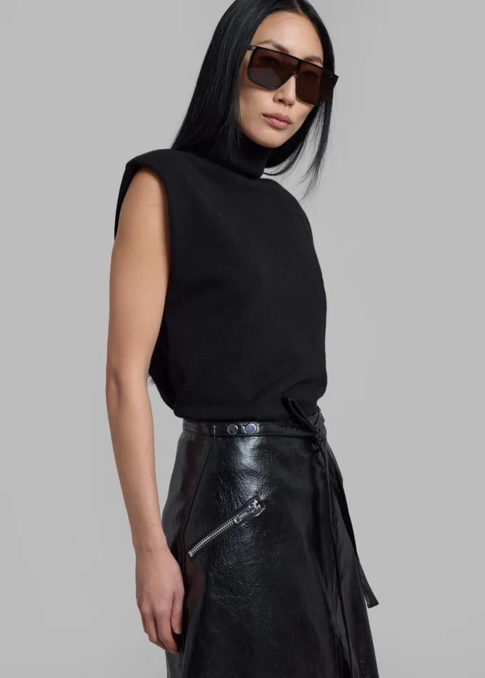 Clothing Women The Frankie Shop 31 Phillip Lim Textured Faux Leather Wrap Skirt 8211 Black
