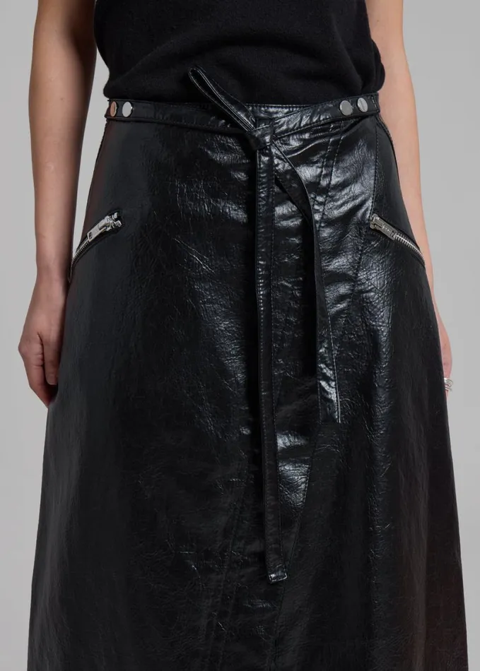 Clothing Women The Frankie Shop 31 Phillip Lim Textured Faux Leather Wrap Skirt 8211 Black