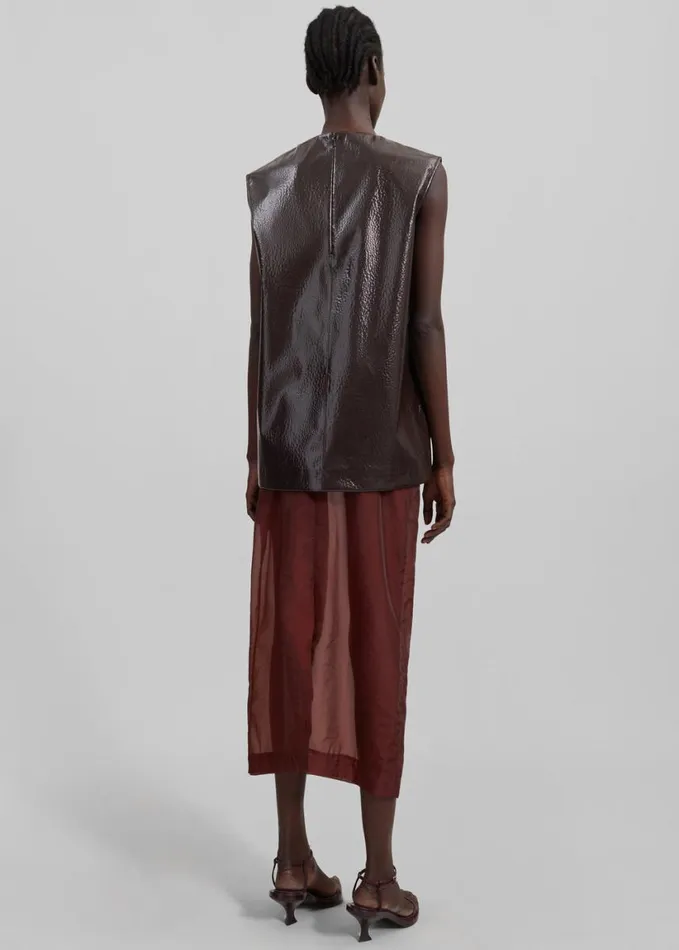Clothing Women The Frankie Shop Amaris Crackled Faux Leather Tank Top 8211 Brown