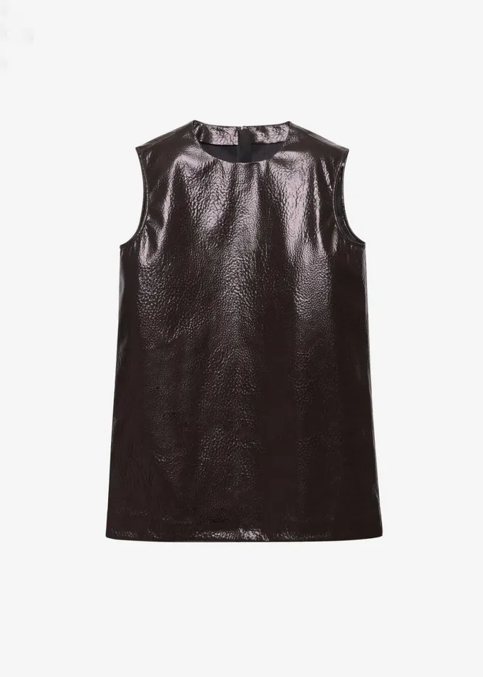 Clothing Women The Frankie Shop Amaris Crackled Faux Leather Tank Top 8211 Brown