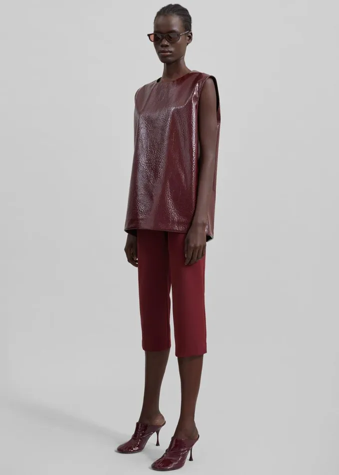Clothing Women The Frankie Shop Amaris Crackled Faux Leather Tank Top 8211 Burgundy