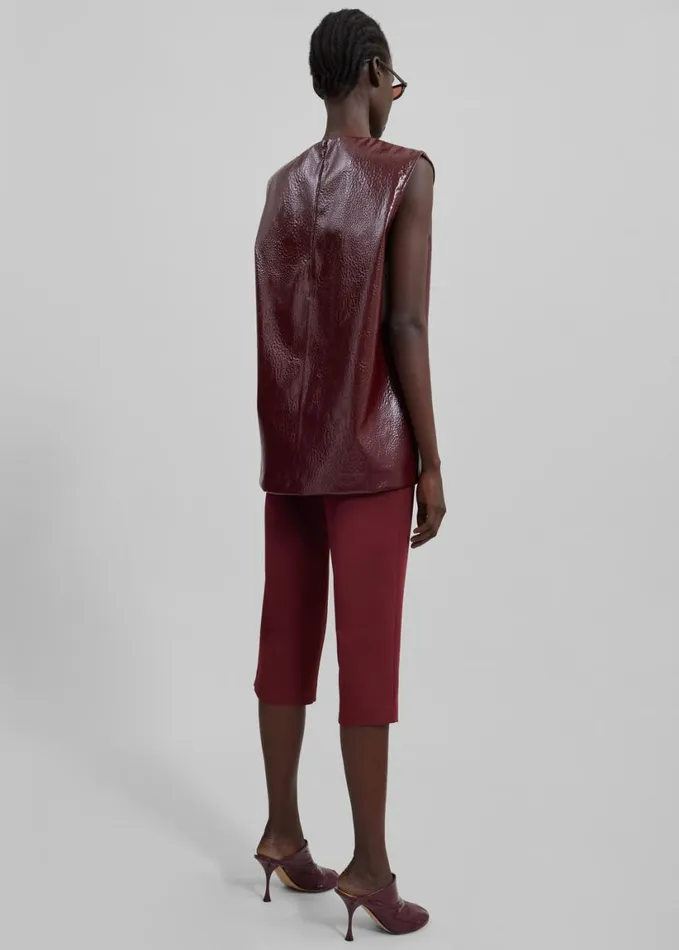 Clothing Women The Frankie Shop Amaris Crackled Faux Leather Tank Top 8211 Burgundy