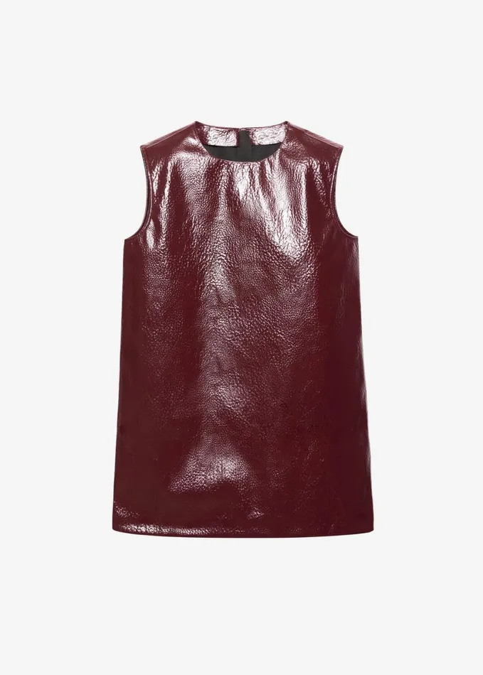 Clothing Women The Frankie Shop Amaris Crackled Faux Leather Tank Top 8211 Burgundy