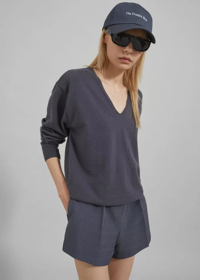 Clothing Women The Frankie Shop Ames V Neck Sweater 8211 Charcoal