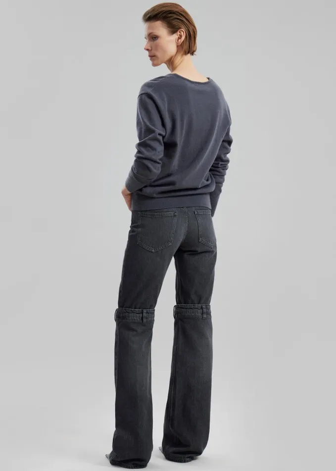 Clothing Women The Frankie Shop Ames V Neck Sweater 8211 Charcoal