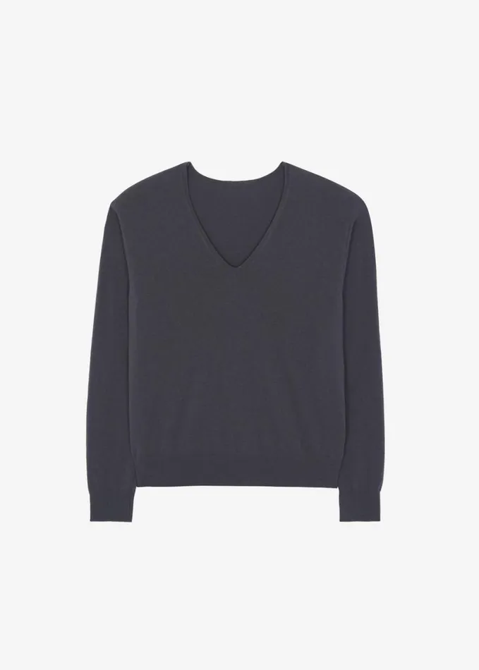 Clothing Women The Frankie Shop Ames V Neck Sweater 8211 Charcoal