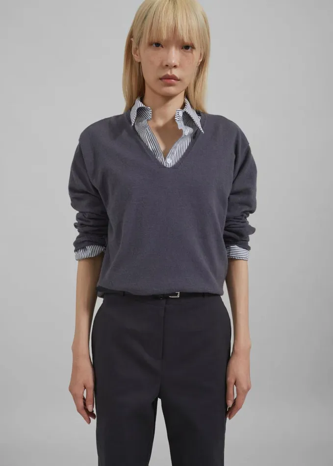 Clothing Women The Frankie Shop Ames V Neck Sweater 8211 Charcoal