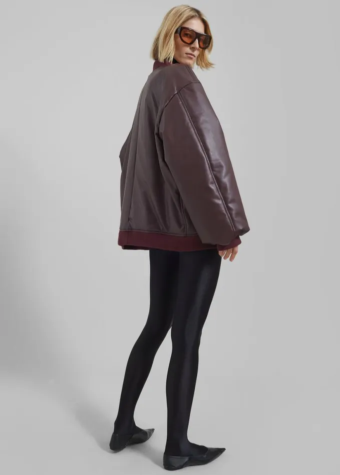 Clothing Women The Frankie Shop Astra Faux Leather Bomber Jacket 8211 Burgundy
