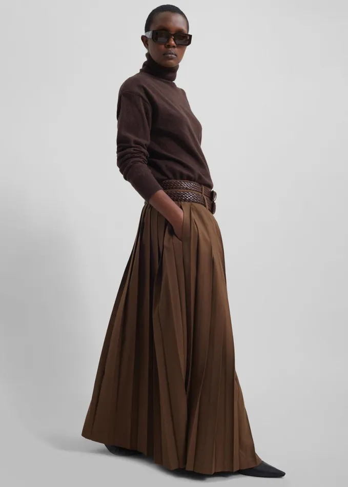 Clothing Women The Frankie Shop Bailey Long Pleated Skirt 8211 Brown