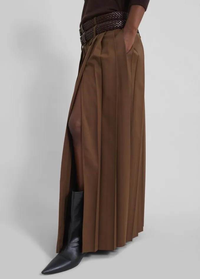 Clothing Women The Frankie Shop Bailey Long Pleated Skirt 8211 Brown