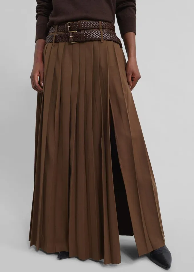 Clothing Women The Frankie Shop Bailey Long Pleated Skirt 8211 Brown