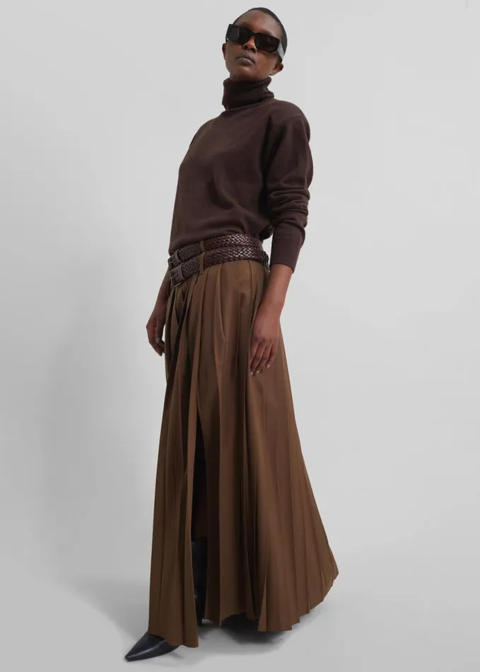 Clothing Women The Frankie Shop Bailey Long Pleated Skirt 8211 Brown